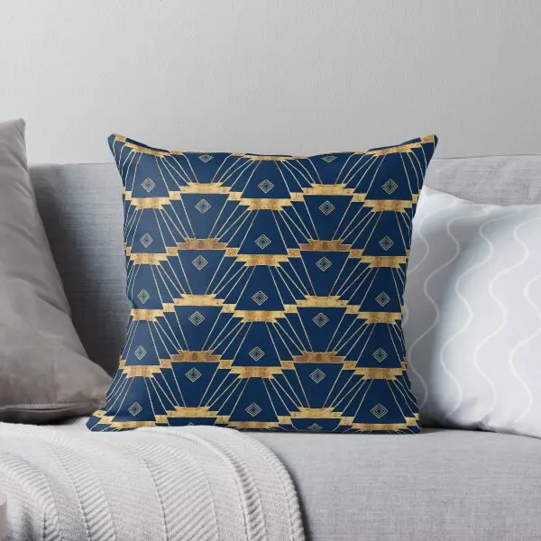 

Art Deco Geo Navy Blue Stripe Printing Throw Pillow Cover Waist Sofa Square Throw Wedding Hotel Pillows not include One Side