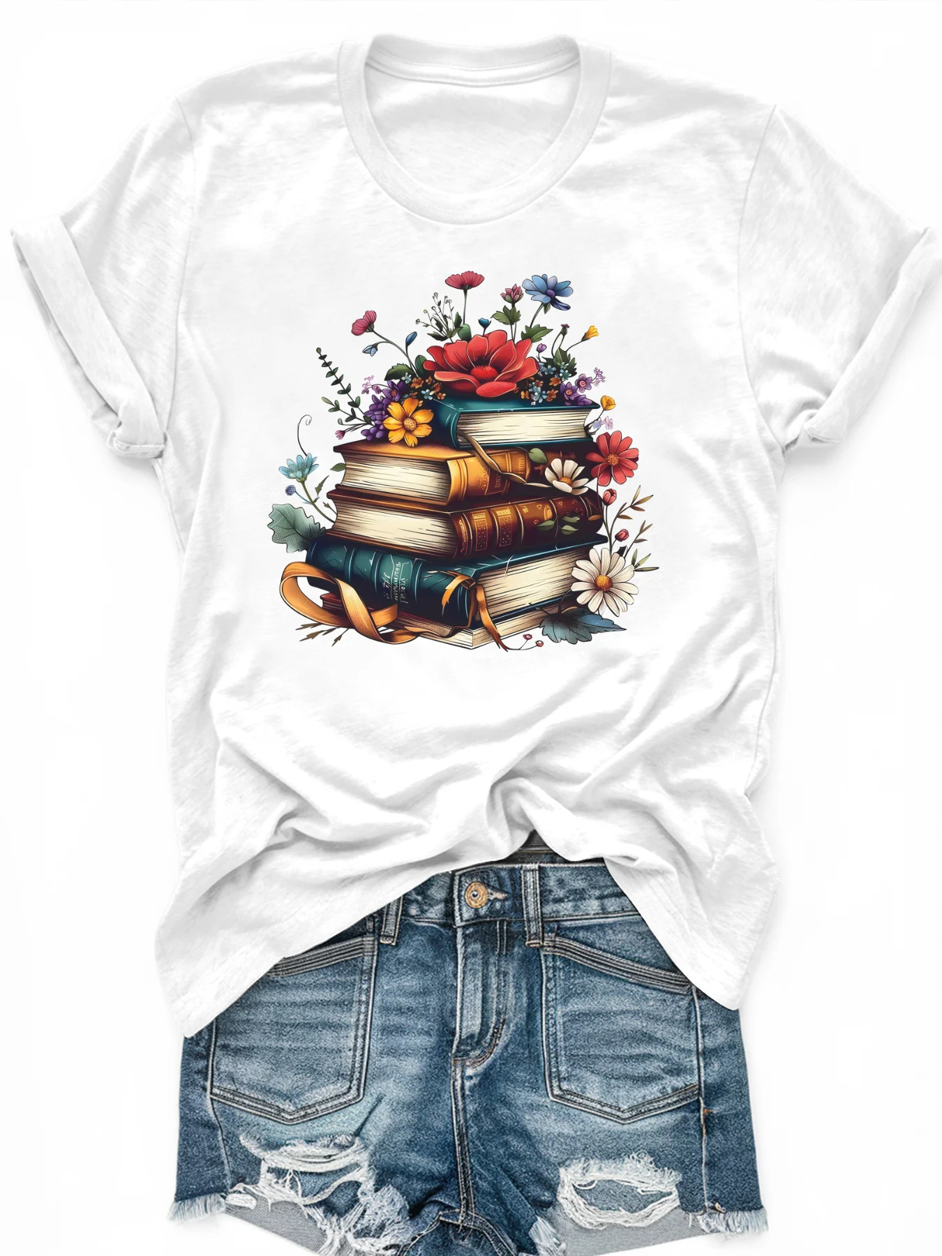 

Women's large-size printed short-sleeved T-shirt, loose and casual, soft, comfortable and breathable, outdoor sports