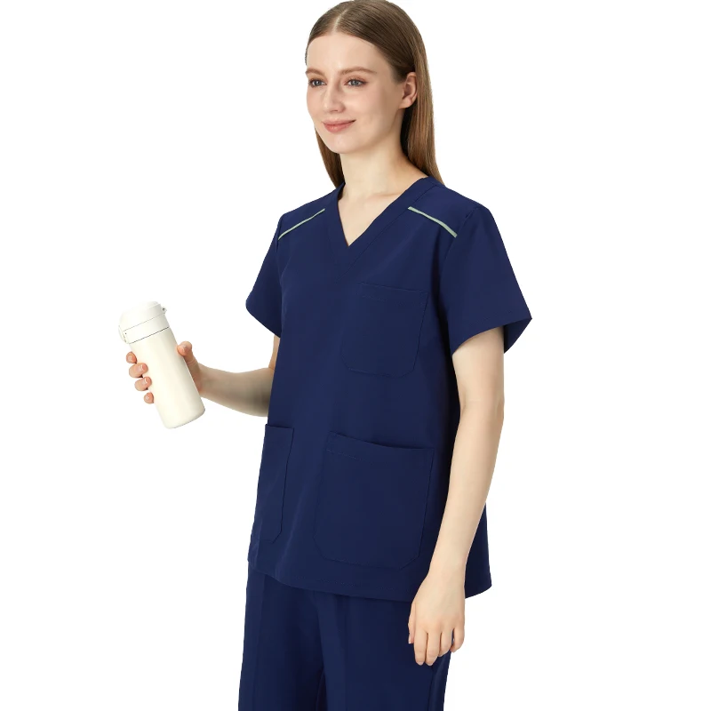 Women Sleeker Surgical Suits  Multi-pocket Nurse Scrub Sets Medical Uniforms Hospital Nursing Scrubs Vet Work Top and Pants S05