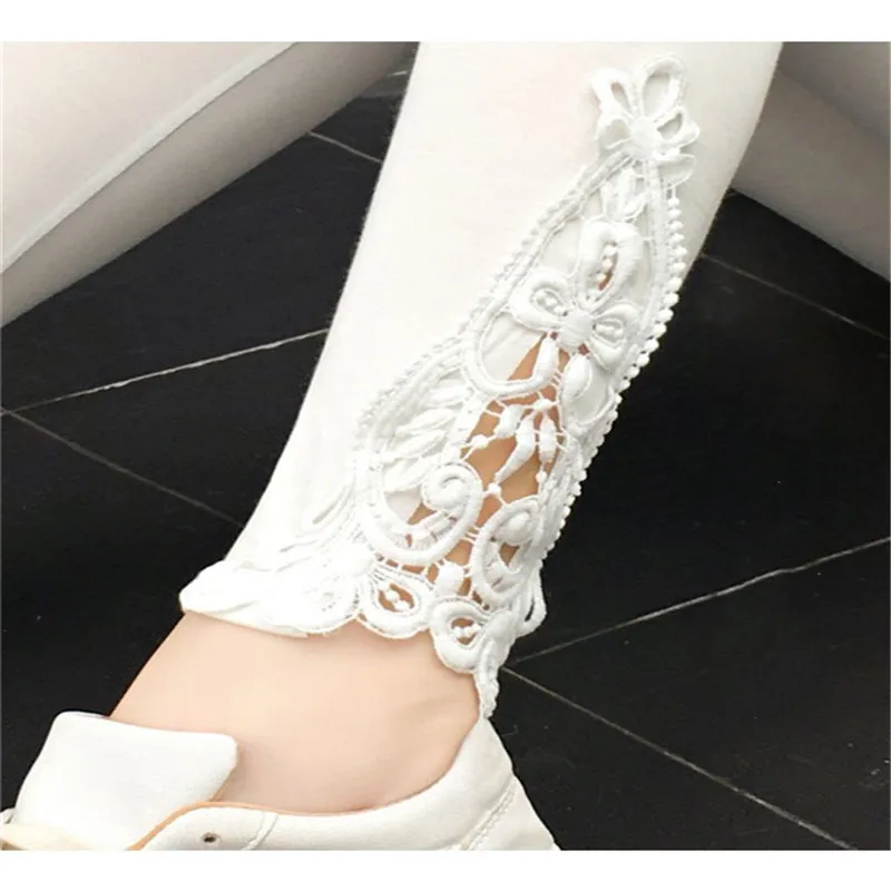 Modal Coton Leggings XS-7XL Pour Femmes Grande Taille Serré ATIONS ins Dentelle Creux Femme Jeggings 6XL 5XL Blanc Noir Violet Rose