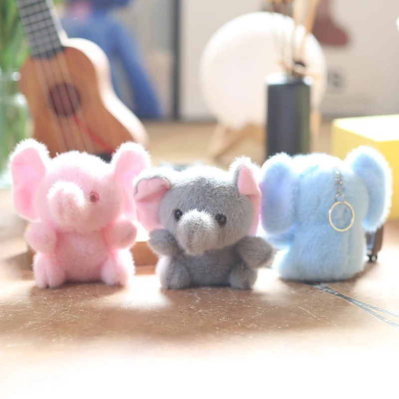 1PC Cute Elephant Stuffed Animal Plush Toy Keychain Soft Doll Car Keyring For Women Couple Children Bag Pendant Birthday Gift