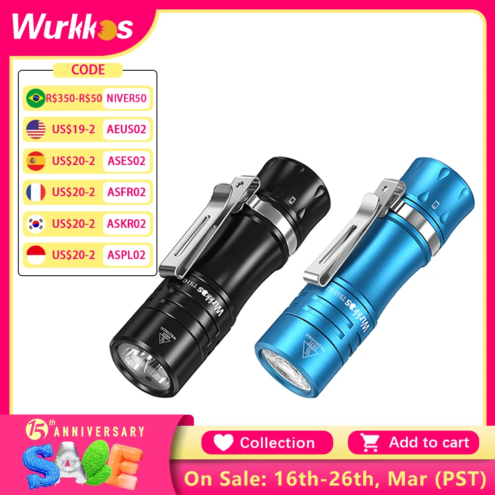 Wurkkos TS10 MAX 18650 519A Portable Flashlight 2500 Lumens Rechargeable Torch with Anduril 2.0/E-tail Switch