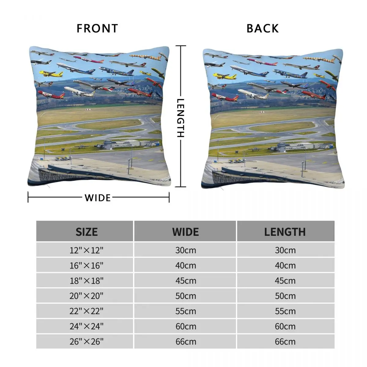 Airplane Jetliner Take Off Time Square Pillowcase Polyester Linen Velvet Creative Zip Decor Home Cushion Cover 45x45