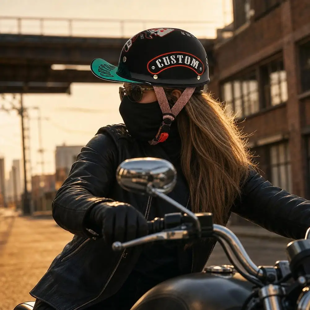 Baseball Cap Helmet Baseball Cap Helmet Retro Helmets Vintage Open Face Scooter Cruiser Chopper Gangster Motorcycle Accessories