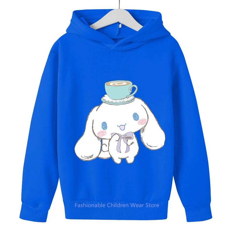 2024 Sanrio Cinnamoroll Cartoon Print Children's Hoodie Boys Girls Cotton Casual Clothes for Outdoor Activities