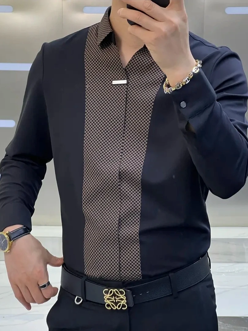 

New Arrival Men's irt Comfortable High Quali Faionable Versatile Sli Trendy Premium Feel European Sle Autumn Wear