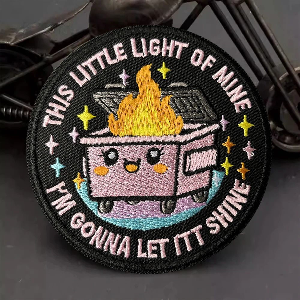 Parche bordado táctico con diseño de incendio en contenedor velcro