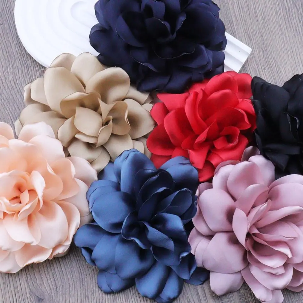 2024 12cm Satin Camellia Flower Brooch French Multi-layered Floral Corsage Women Hair Clips Fashion All-match Dress Accessory