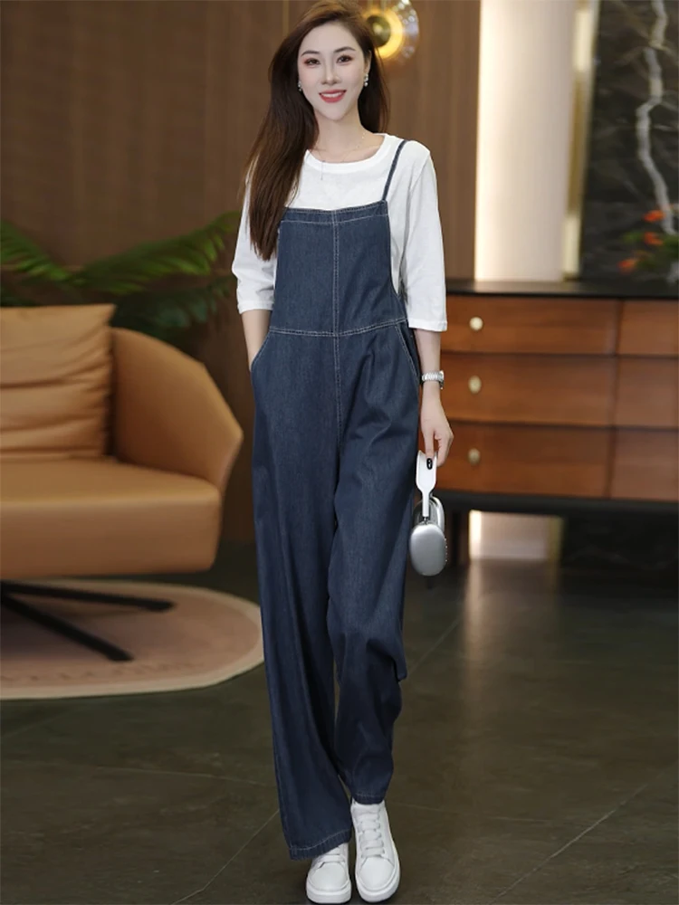 Faionable macacão jeans feminino longo sve camiseta conjunto de duas peças emagrecimento sle cintura alta casual wear outono nova chegada