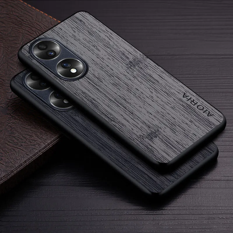 Case for Honor 70 50 20 10 8X pro bamboo wood pattern Leather cover Luxury coque for Honor 50 pro case capa