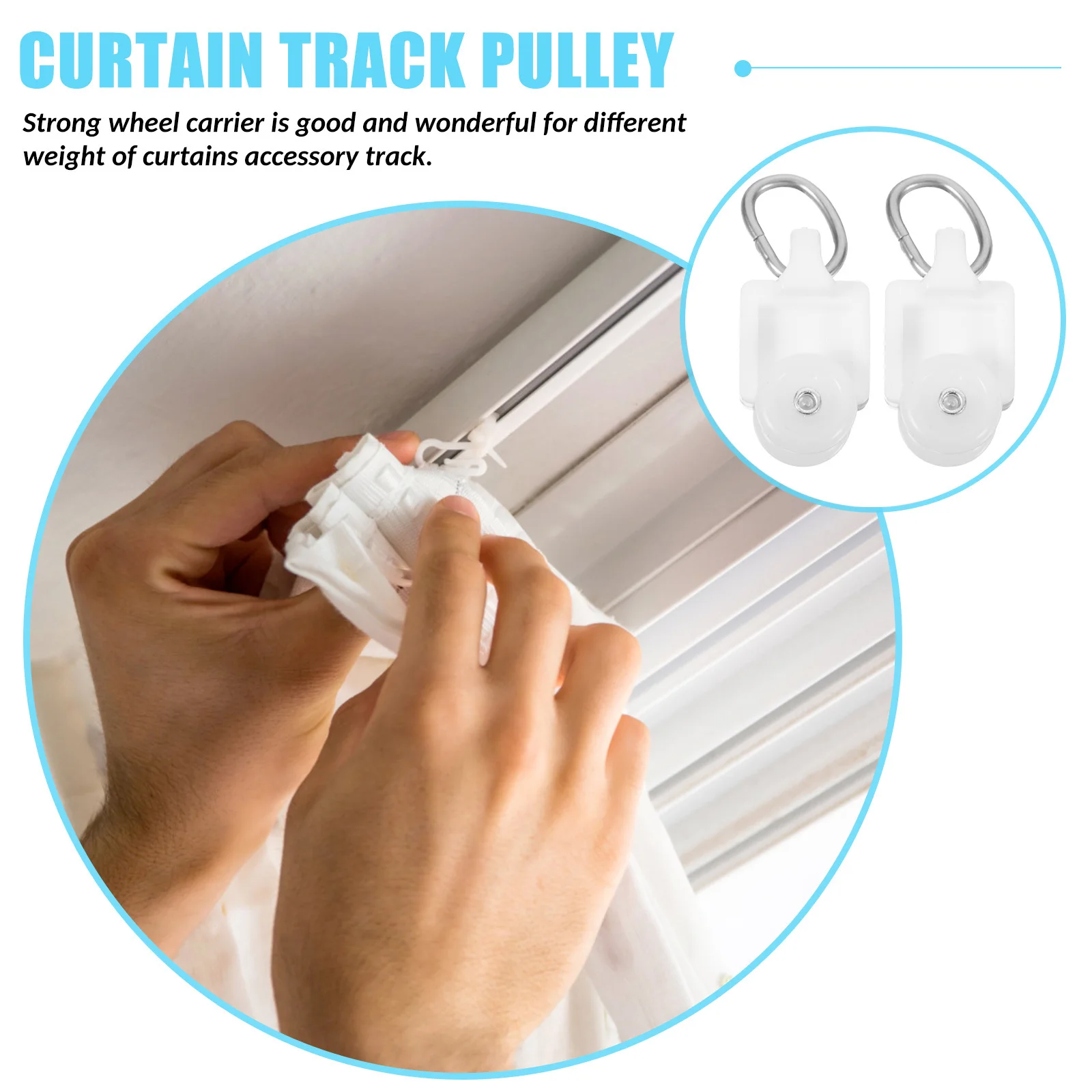 50 قطعة مسار الستار بكرات السنانير L U شكل البلاستيك الأبيض كتم عجلة طائرة شراعية ل فواصل الغرف ويندوز دش الستار السنانير #6