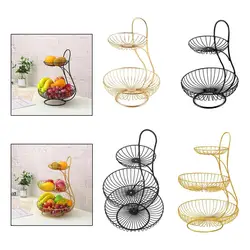 2 Tier Decorative Modern Fruit Basket Vegetable Bread Holder Fruit Storage Rack Serving Tray Home Kitchen Organizer