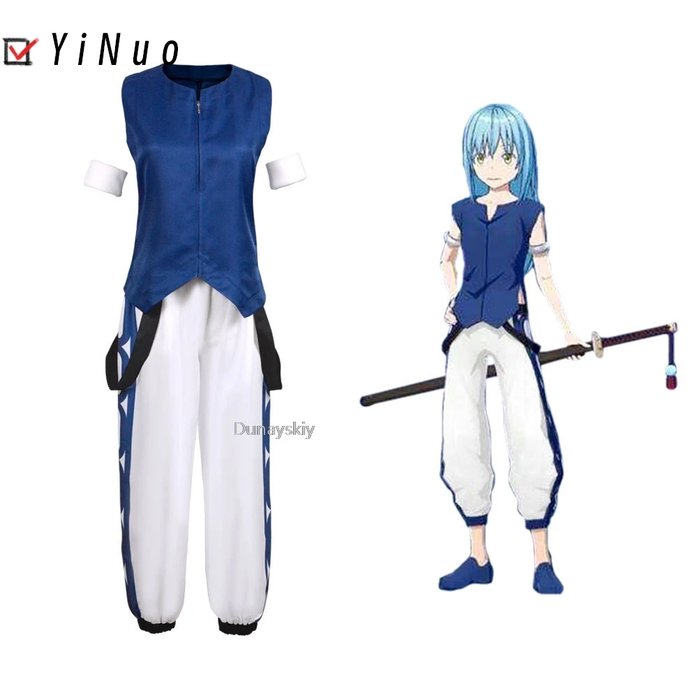 Rimuru Tempest That Time I Got Reincarnated As A Slime Season 2 Cosplay Costume Wig Anime Blue Shirt Pants Uniform Hair Props