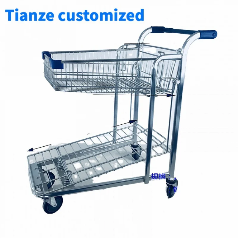 

[Customized]4-Wheel Warehouse Shopping Trolley Wire Mesh Cage Strong Platform Steel Stainless Steel Construction Order Picking