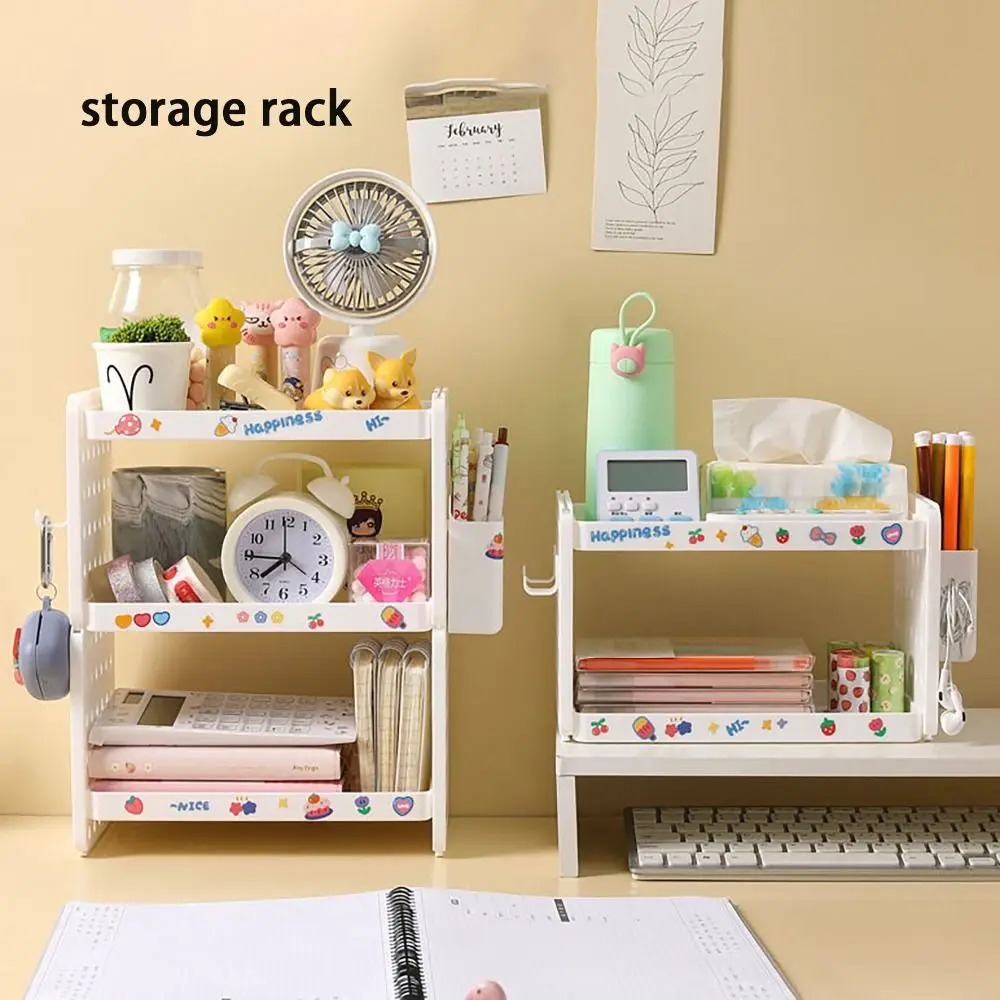 

Double Layer Storage Rack Hole Board Hooks Large Capacity Storage Box Multi-functional Plastic Cosmetics Shelf Stationery