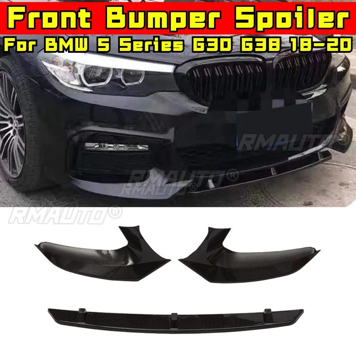 

Car Front Bumper Lip Diffuser Spoiler Glossy Black Modification Part For BMW 5 Series G30 G38 2018-2020 Car Accessories
