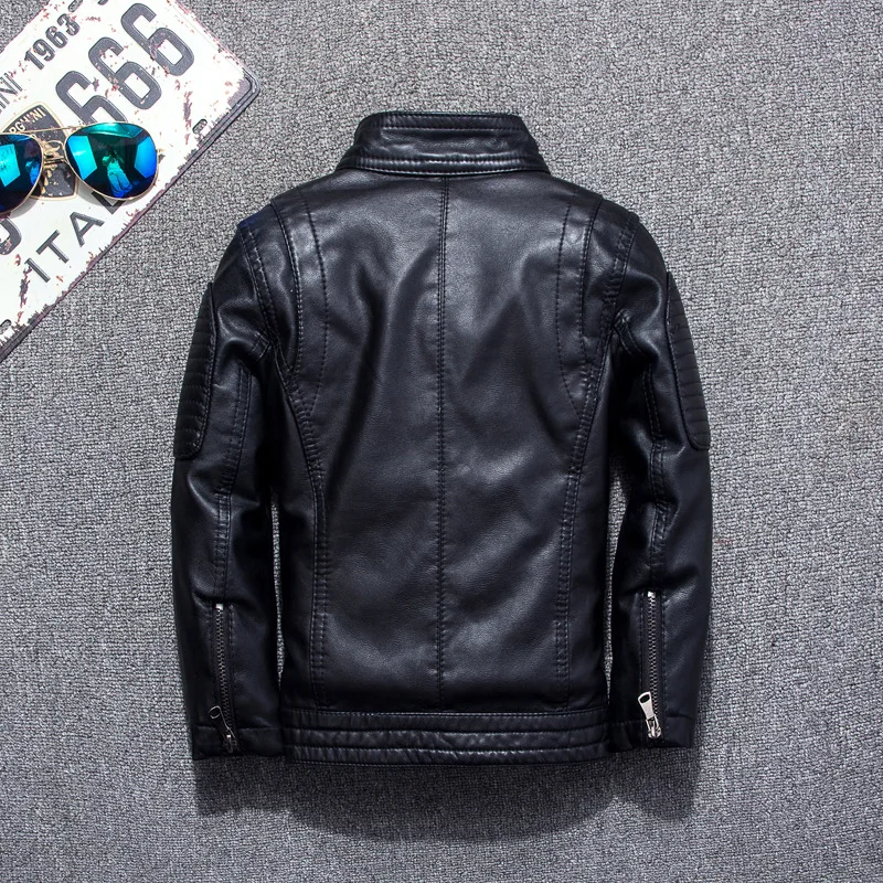 Fashion Kids Leather Jacket Girls PU Jacket Children Motorcycle Outwear for Baby Girl Jackets Rivet Boy Coats W12