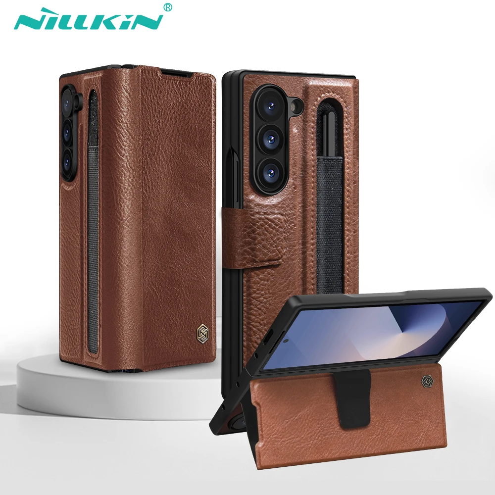 For Samsung Galaxy Z Fold 6 5G Case NILLKIN Aoge Vintage Leather Folding Back Cover For Samsung Z Fold 6 Cases With S-Pen Slot