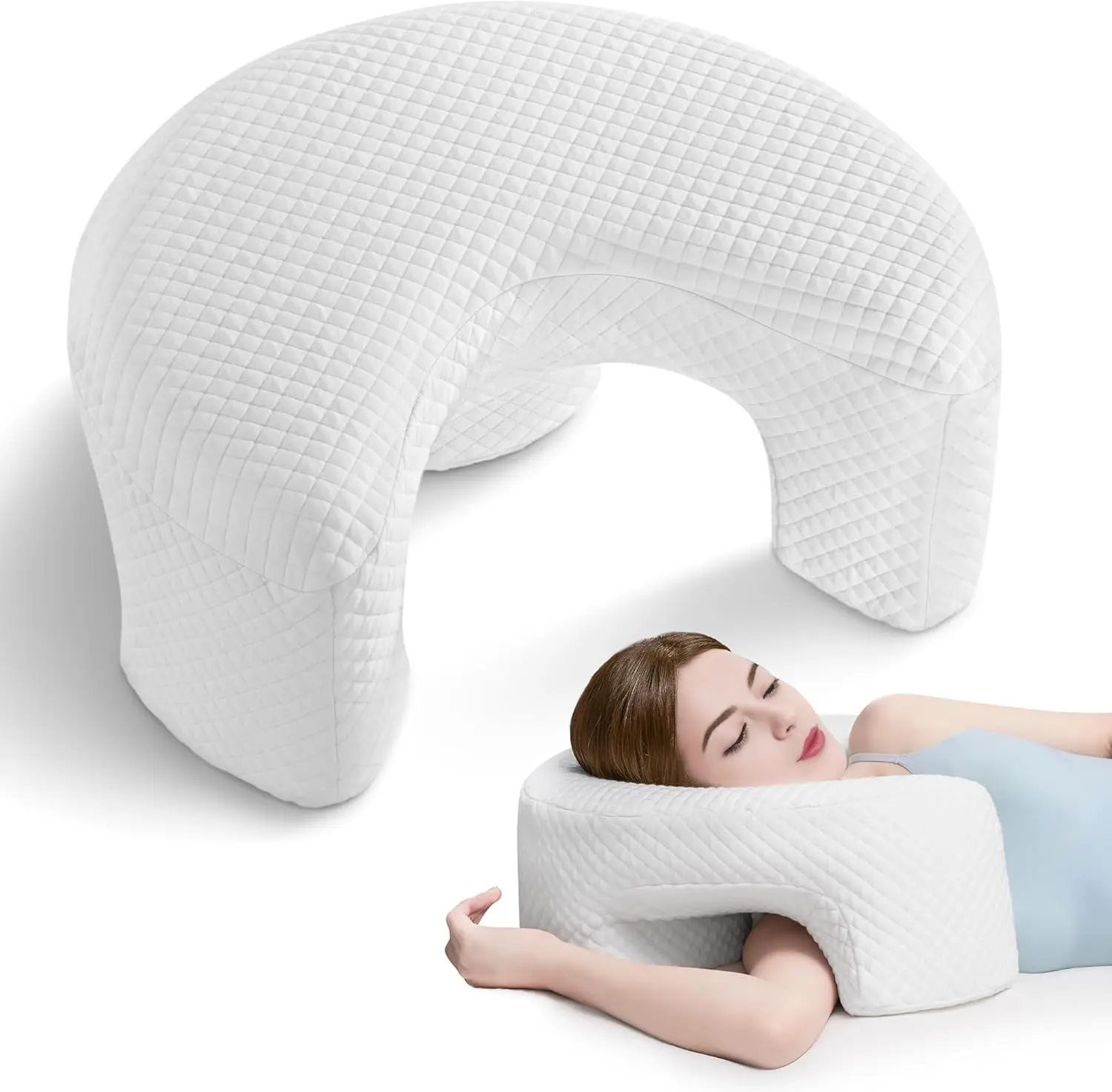 

Ergonomic Memory Foam Side Sleeping Pillow with Arm Holes for Neck and Shoulder Pain Relief