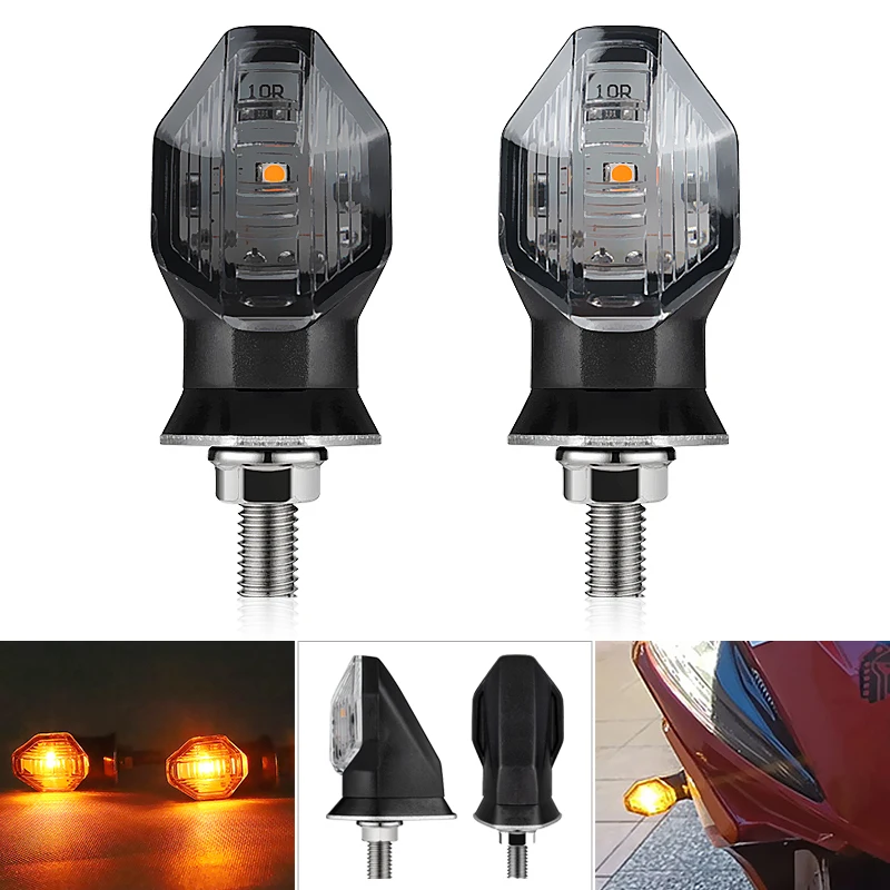 Motorcycle LED Turn Signal Light Mini Amber Turning Lights Flasher Moto Lamp 12V 8mm For Honda For Yamaha Moto Indicator Lamps