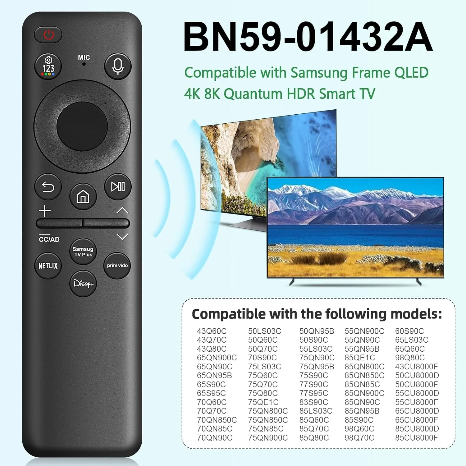 New BN59-01432A TM2360E Solar Voice Remote Compatible with Samsung TV, Compatible with Samsung Neo QLED OLED Smart TV