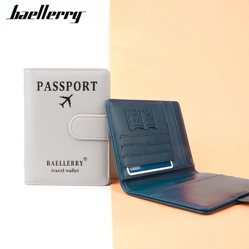 Baellerry RFID Women Travel Passports Wallets Name Engraving Credit Card Holder PU Leather Unisex Purse Passport Protective Case