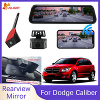 9.66 Inch Car Rearview Mirror For Dodge Caliber Vehicle Dashcam 4K+1080P DVR IPS Touch Screen With 2 Camera 1920*480 Pixels