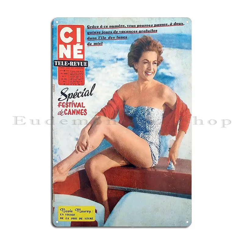 Cannes Beach Babe 60 S Style Metal Plaque Cave Classic Printing Designing Rusty Tin Sign Poster