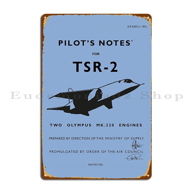 Pilot S Notes For Tsr 2 Metal Plaque Poster Club Pub Designs Wall Custom Garage Tin Sign Poster