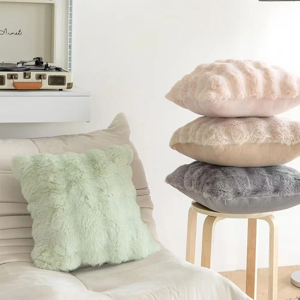 2er-Pack dekorative Plüschkissenbezüge, moderner minimalistischer Stil, geeignet für Sofas, Schlafzimmer und Autoinnenräume – Detail 3