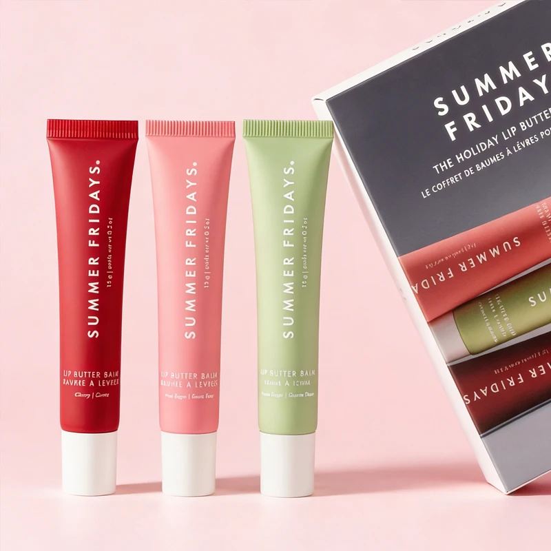 NEW Summer Fridays Mini Lip Gloss Set Vanilla Beige Lip Balm Long Lasting Moisturizing Smooth Soft Tube Makeup Lip Care Suit view 3