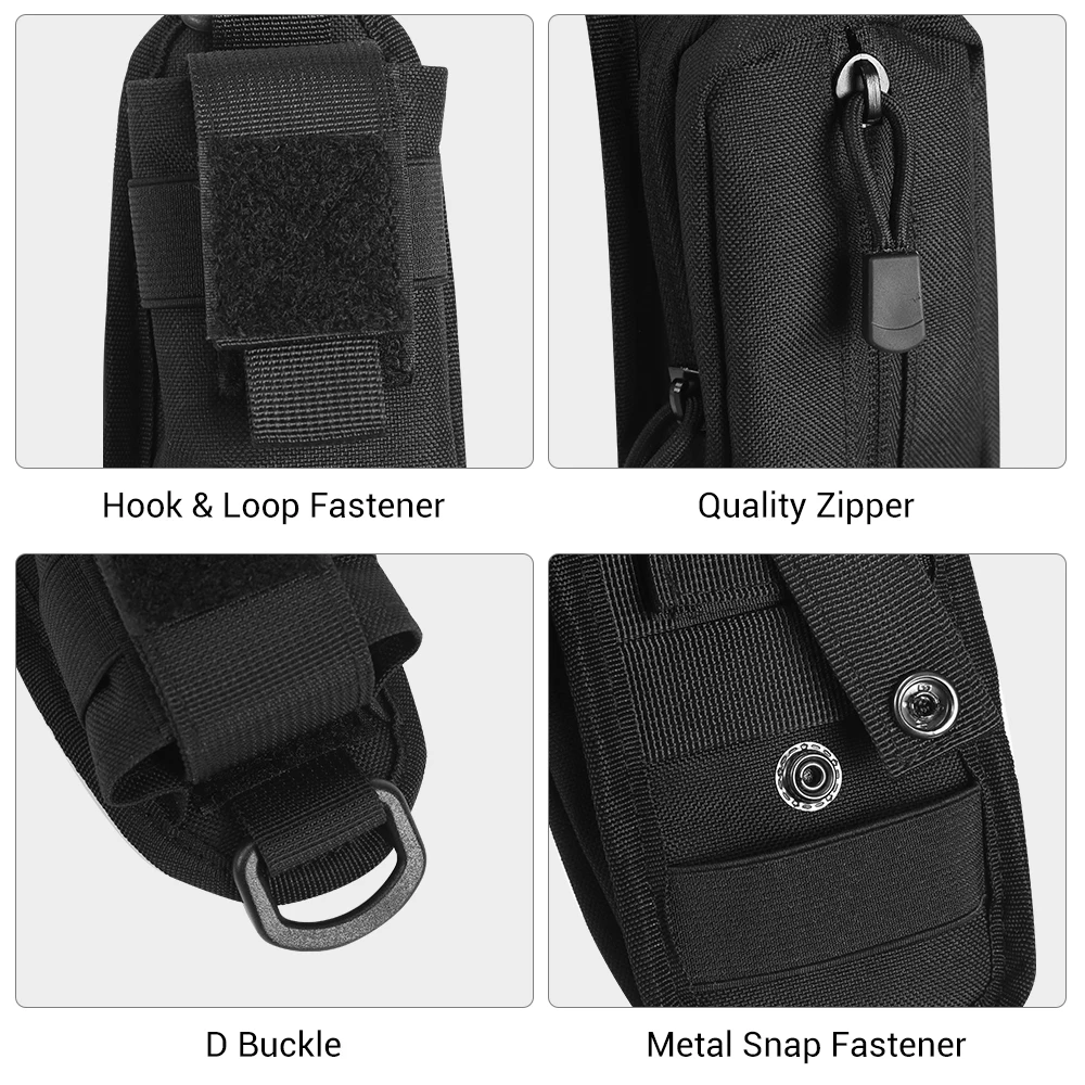 Tactical Shoulder Strap Pouch Backpack Accessories Pouch Molle Phone Holder EDC Tool Bag Walkie Talkie Case for Hunting Hiking