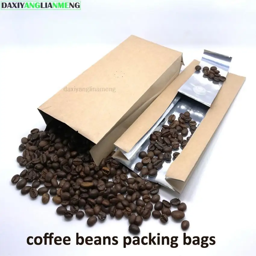 10pcs/lot 1/2-1-2 Pounds AL Foil Self Seal Reusable Zipper Zipper Packaging Bags For Packing Coffee Beans Oneway Exhaust