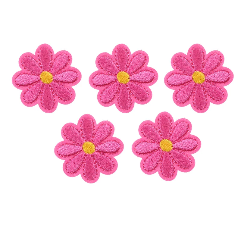 5 PCS/SET Embroidery Patch Daisy Sunflower Flowers Patch Iron On Patches For Clothing Jeans Shose Bags Clothes Sew Applique DIY