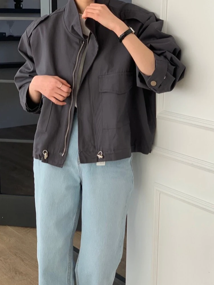 Bla ort Lose Lange Sve frauen Windjacke Mantel Herbst Winter Neue Sle Vielseitig Zipper Vorne Casual Arbeitskleidung Top