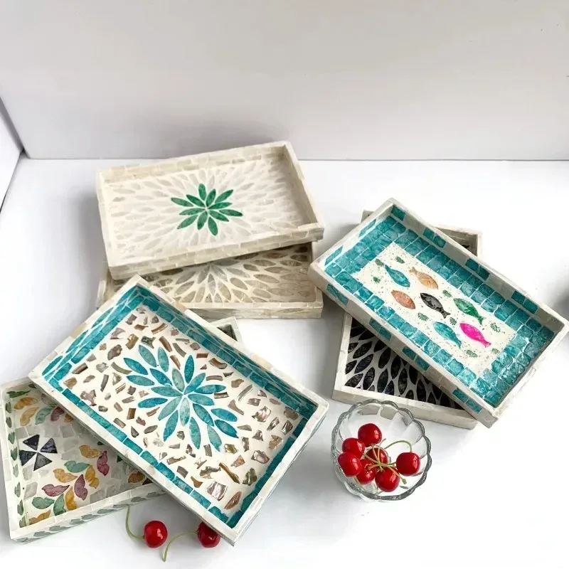 Rectangular Shell Tray Colorful Storage Board Decorative Storage Container