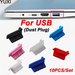 YUXI 10pc USB Dust Plug Charger Port Cover Cap USB Hole Plug USB Master Dust Cap Silicone Dustproof Protector Tablet PC Notebook