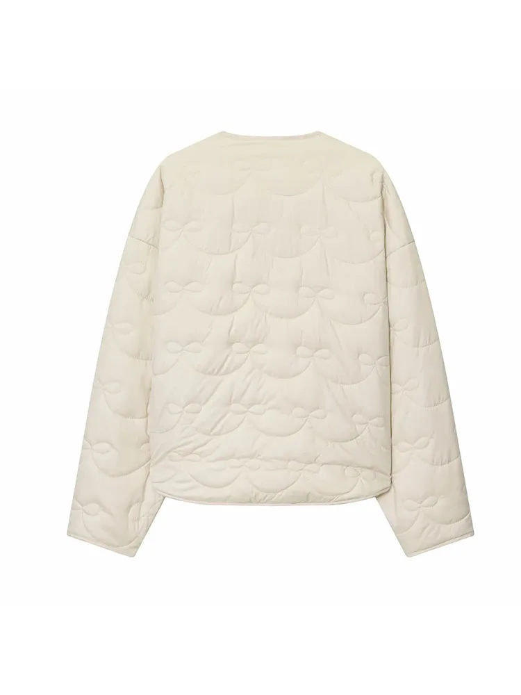 Damska kurtka na jesień i zimę 2025, elegancka, modna, streetwearowa, z okrągłym dekoltem, zapinana na jeden guzik, prosta, z kieszeniami, codzienna. ﻿