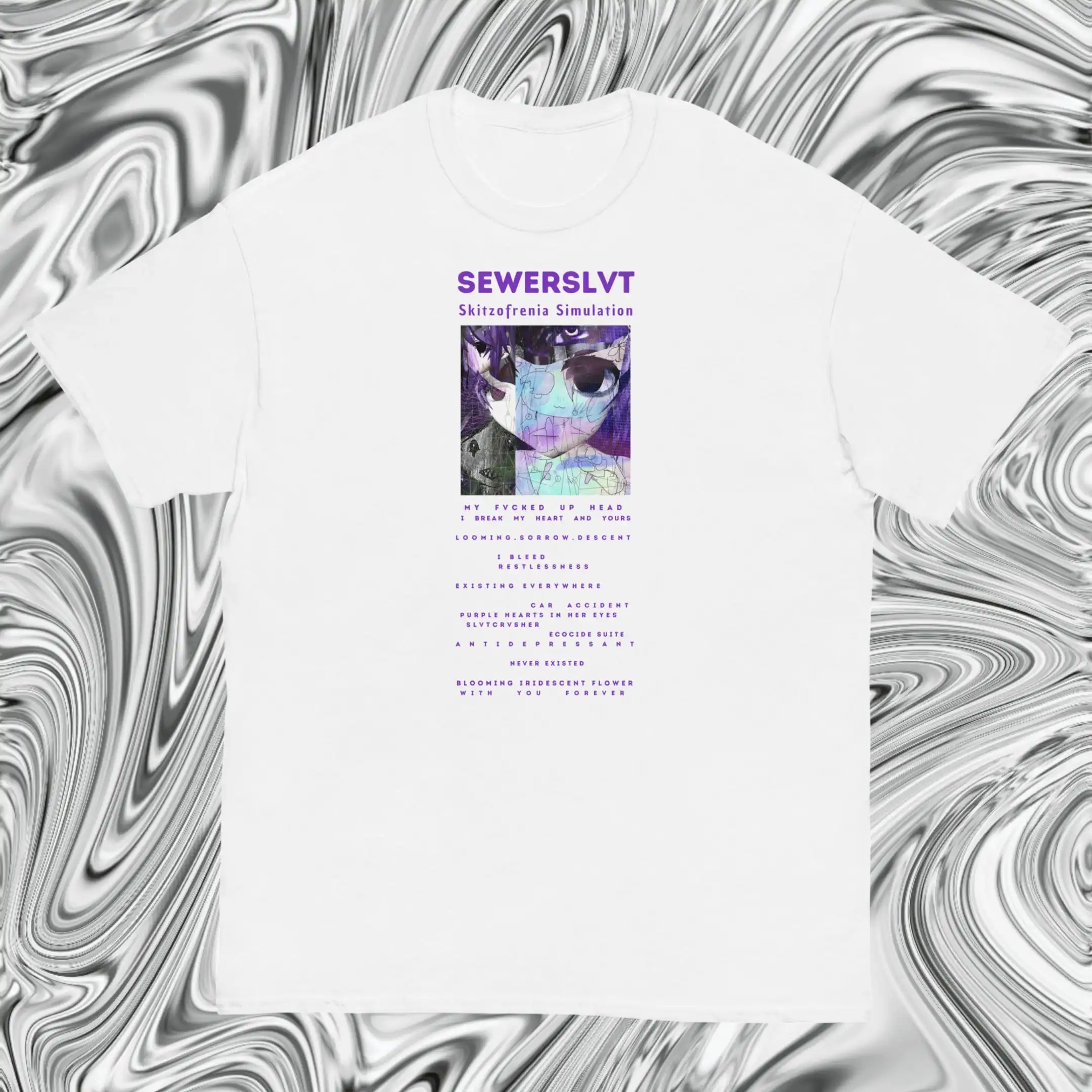 เสื้อยืดปกอัลบั้มจำลองลาย sewerslvt skizofrenia