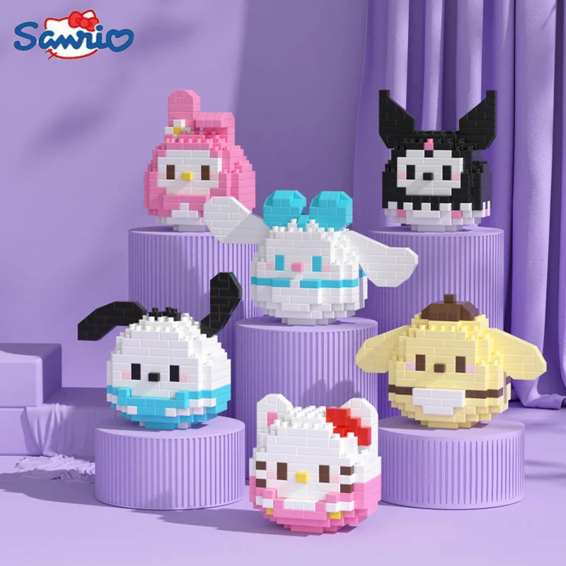 Sanrio Kuromi Cinnamoroll Building Block Hello Kitty Melody granello Puzzle giocattoli bambini Cinnamoroll Room Decor giocattoli regali 2024