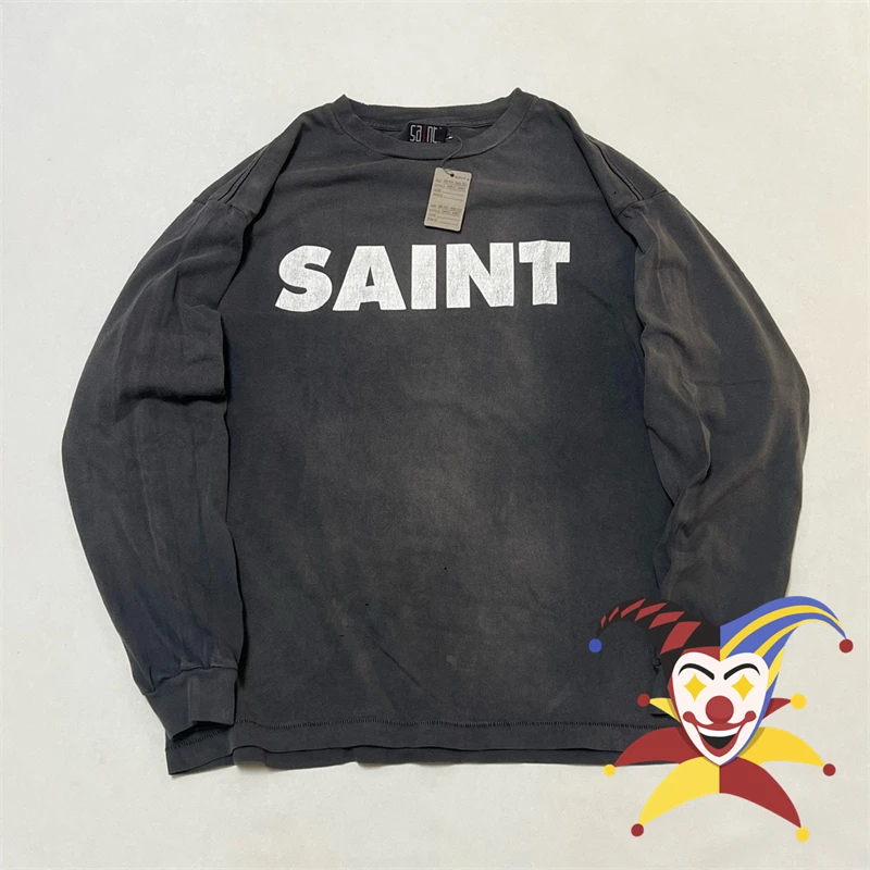 Washed Saint S N T LS TEE/BLACK T Shirt Men Women 1:1 Top Quality T-shirt Casual Tops Tee