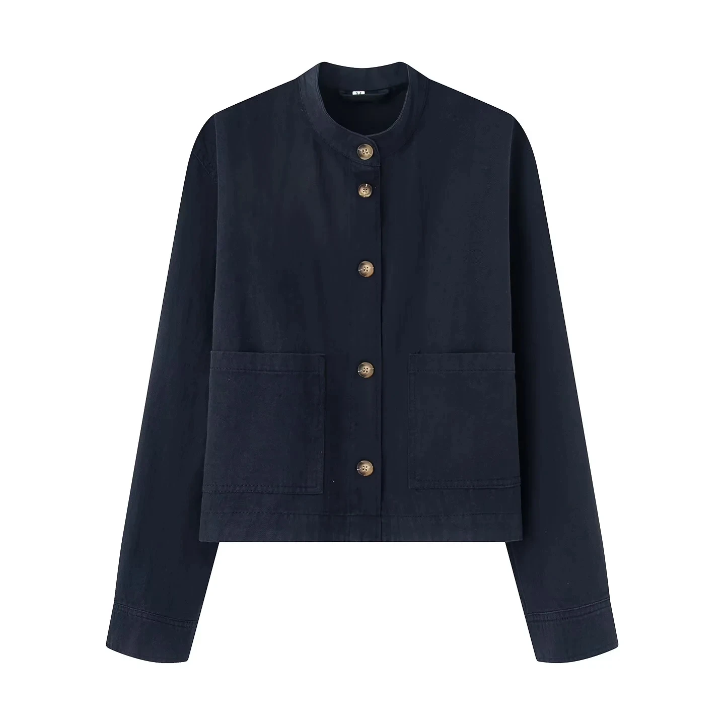 

KEYANKETIAN осенняя новая женская однобортная повседневная джинсовая куртка с воротником-стойкой и вертикальным карманом, женское пальто