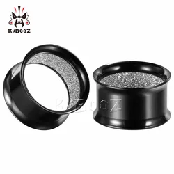 KUBOOZ 2PCS Double Colour Ear Tunnel Expanders Stainless Steel Body Jewelry Piercing Earrings Fashionable Stretchers
