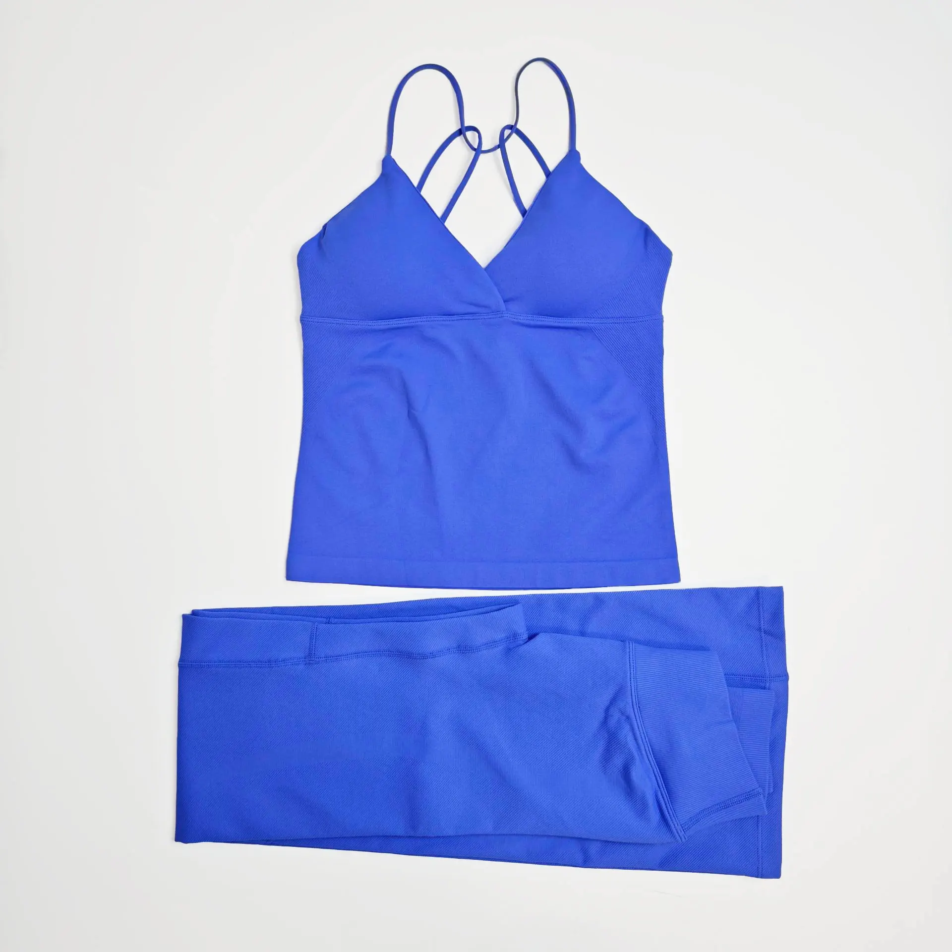 NCLAGEN Dames Sportkleding Vision Set Twist Front Longline Top + Flares 2-delig Fitnesspak Workout Running Outfit Gymkleding
