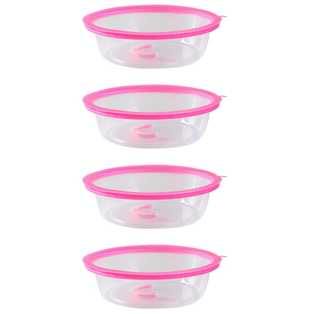 

4 Pcs Food Fresh keeping Lids Portable PP Cover Microwave Oven Sealing Dust proof Insect proof Pink Lids Kitchen Bar Supplies