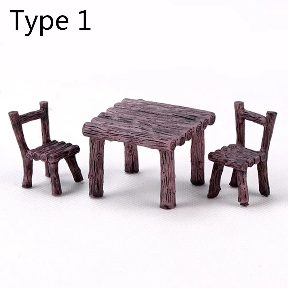 3pcs New Home Decor DIY Gifts Garden Furniture Ornament Table and Chairs Micro Landscape Mini Miniature
