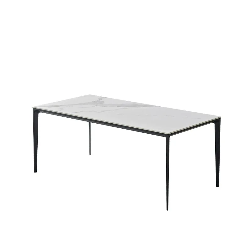 

Italian simple wind rock slab table, Venetian brown rectangular mirror small apartment