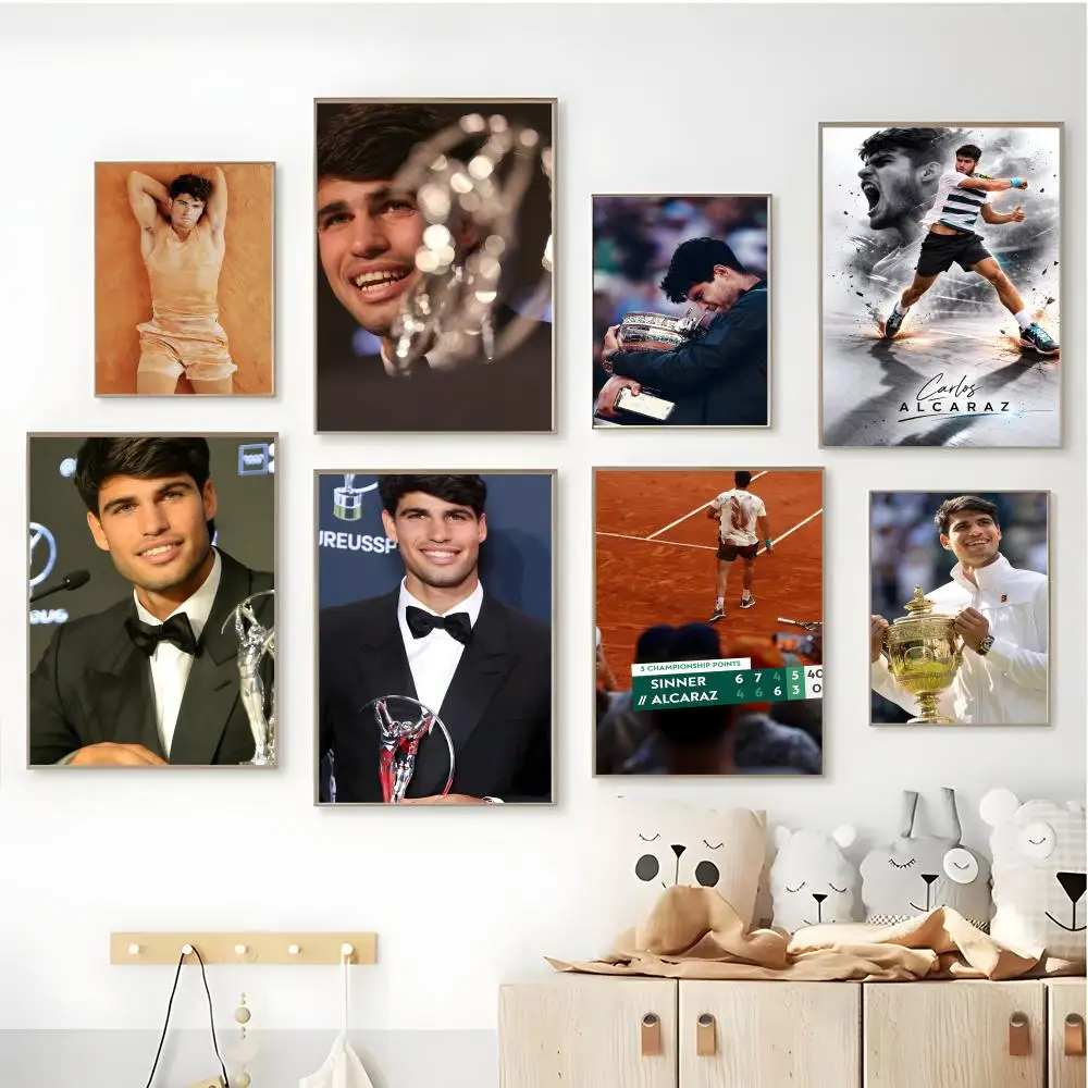 Agile Carlos Alcaraz-s Poster Self-adhesive Art Waterproof Coffee House Bar Room Wall Decor