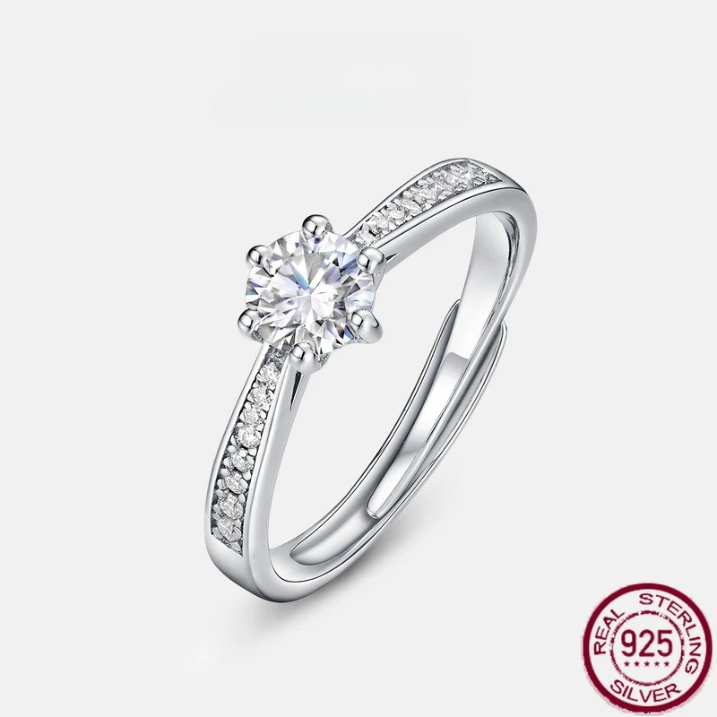 

New S925 sterling silver moissanite ring, women's full diamond open finger ring, wedding ring, wedding jewelry