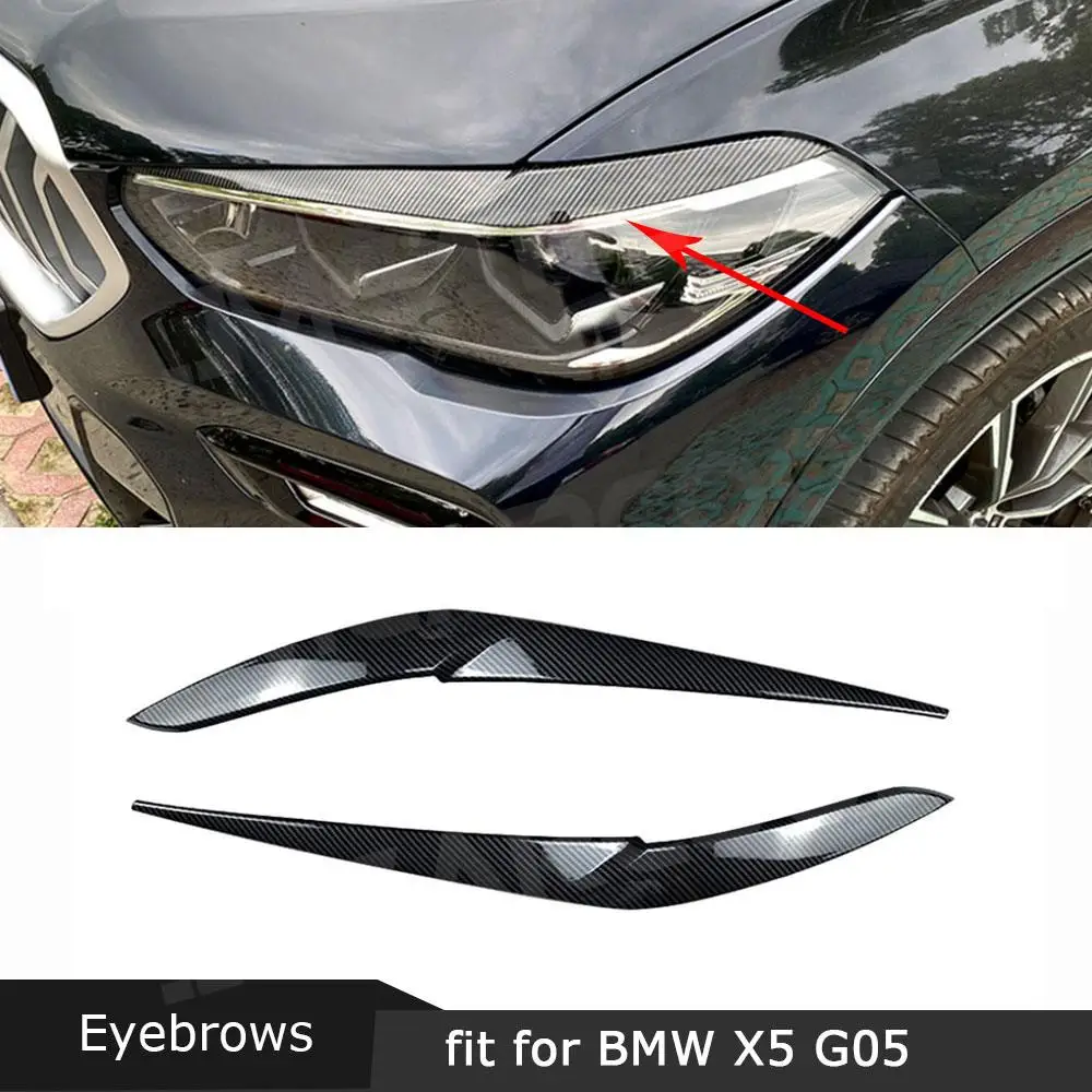 

ABS Carbon Look Car Headlight Eyebrow Eyelid Sticker Trim Bodykits for BMW X5 G05 M Sport 2019 + Facelift Car Accessories